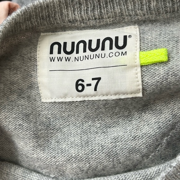 nununu Cashmere Metallic Ruffle Heart Patch Girls Sweater Made in Italy - Picture 5 of 7